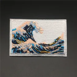 The Great Wave off Kanagawa tamaño: 7,3x4,8 cm apliques, parches, rayas para planchar para ropa, pegatina, insignia bordada, accesorios