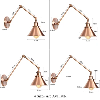 

Sale Industrial Sconce Wall Lights Wall Lamp Copper Vintage Corridor Long Arm Retro E27 Home Bedroom Indoor Led Wandlamp Black