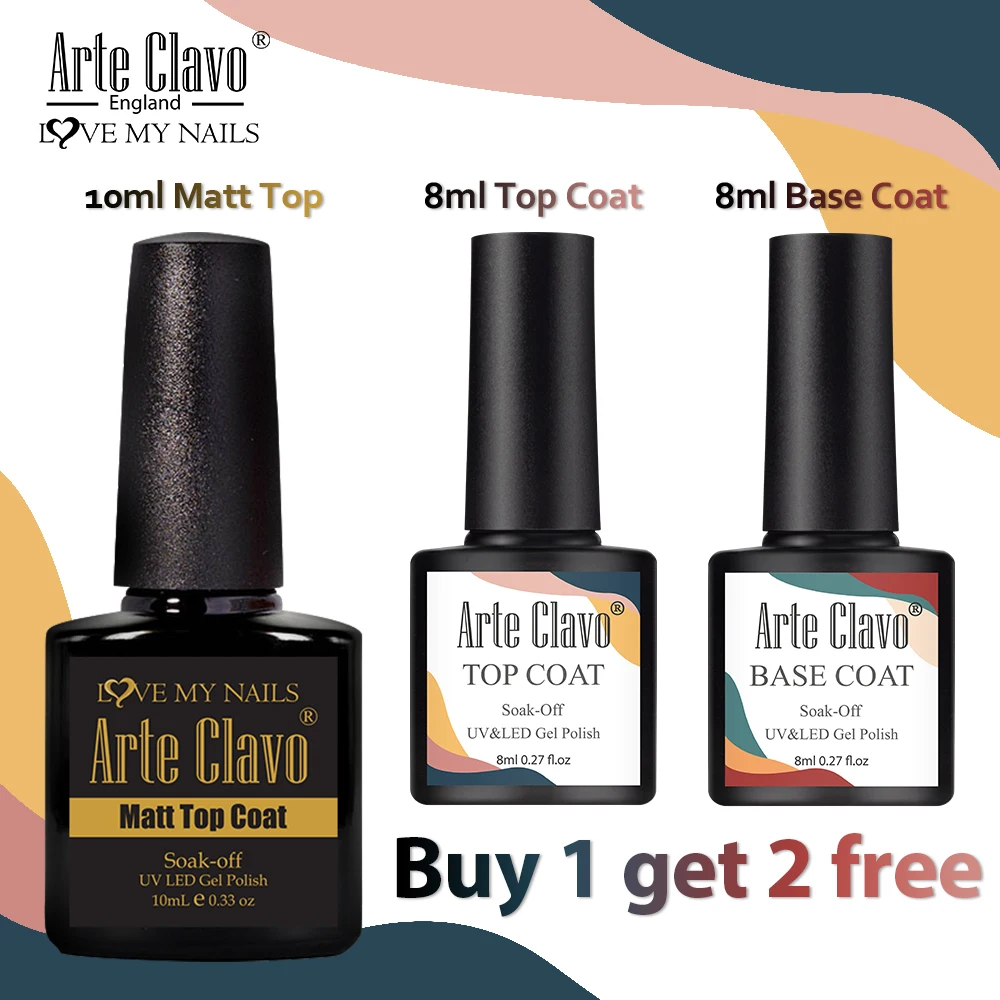 Arteclavo 3 Pz/Set 10Ml Opaco Top Gel Base Coat Primer Top Gel Smalto Per Unghie Lacca Nail Art Kit Manicure Vernice Acquista 1 Ottieni 2 Gratis