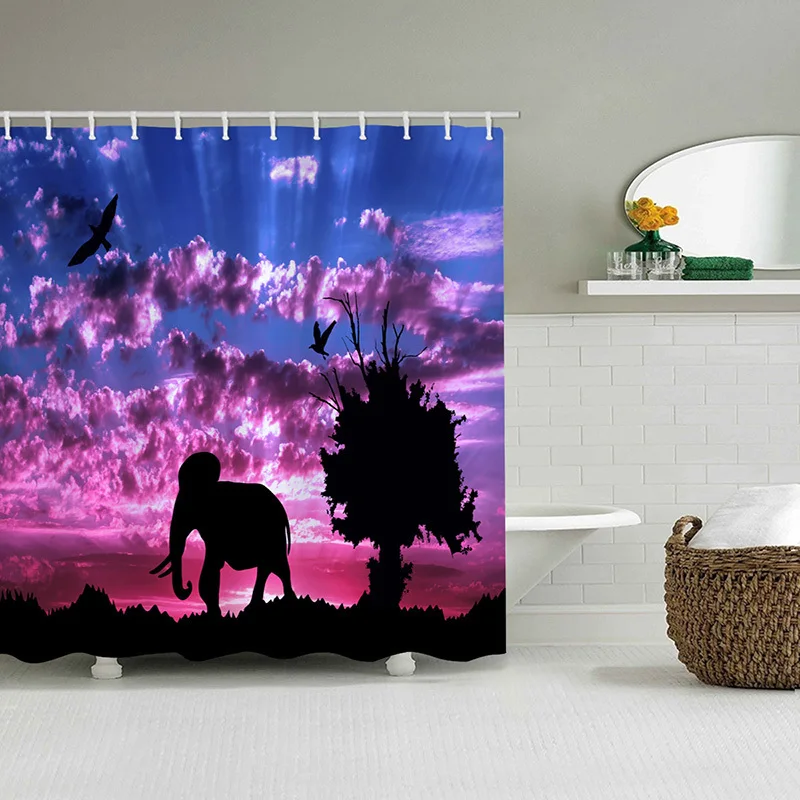 Животные Печатные лошади скачут на солнце 3d занавески для ванной s Водонепроницаемый полиэстер ткань моющиеся ванная комната занавеска для душа
