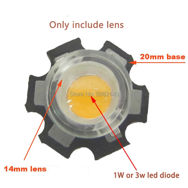 10pcs/lot 14mm 15 30 45 60 90 100 Degree Clear LED Lens For 1W 3W 5W Light Lamp(Without and Star Base) | Лампы и освещение