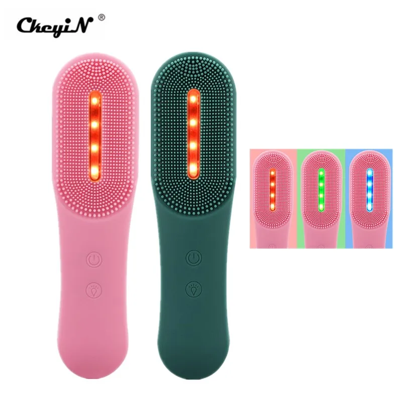 CkeyiN Electric Facial Cleansing Brush 3 LED Photon Silicone Sonic Face Brush Deep Cleansing Exfoliating Removing Blackhead 48|Powered Facial Cleansing Devices| - AliExpress
