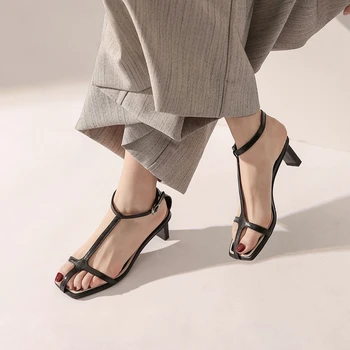 

New Arrivals Top Quality Luxury High Heels INS Hot Genuine Leather Ladies Skin Summer Sandals women's Shoes Woman