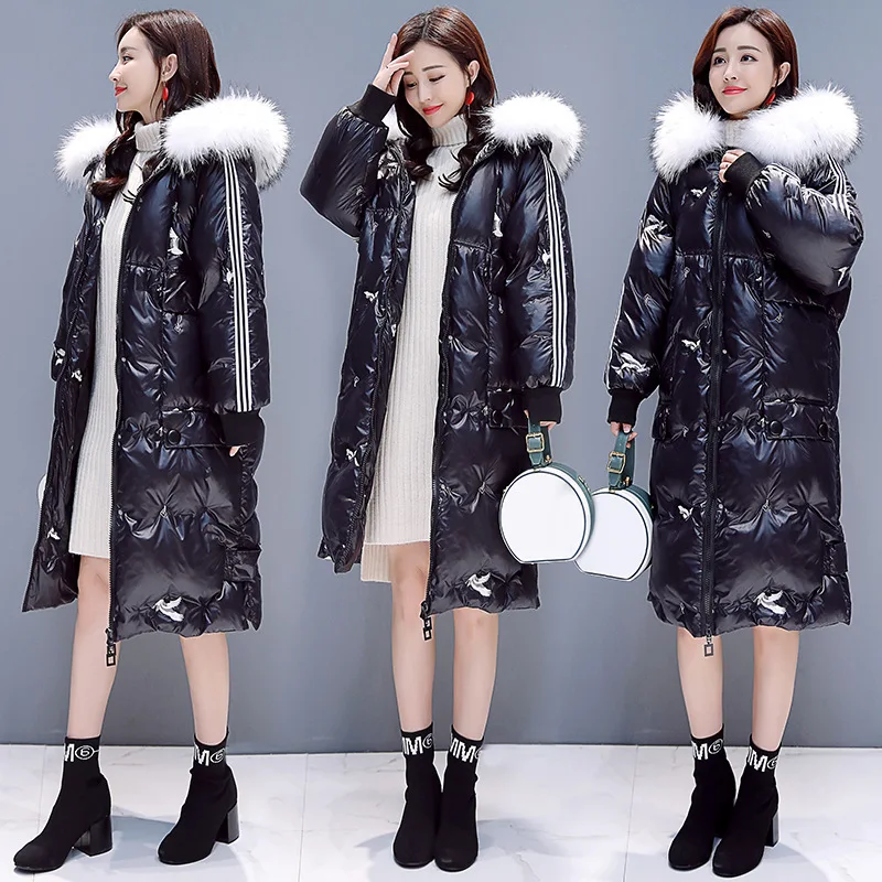

Hooded 2019 Winter Mid-length Elegant Fashion Zipper Access Control Versatile Simple Cotton-padded Clothes/Cotton Coat