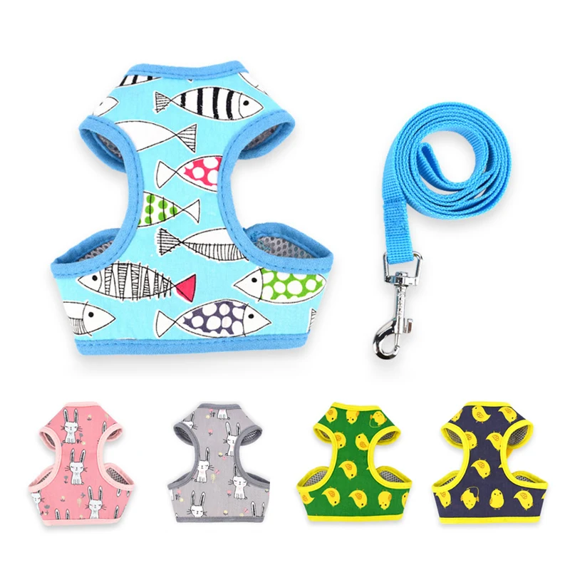 

Mesh Small Dog Harness Nylon Breathable Puppy Dog Harness Vest Pet Walking Harnesses Vest and Leash Set For Chihuahua Small Dogs
