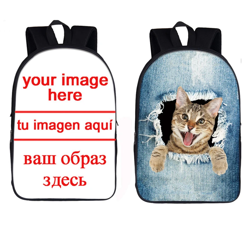 Mochila escolar personalizada con nombre para niñas, morral de viaje logotipo personalizado de para cachorros, perros, gatitos y gatos|Mochilas| - AliExpress