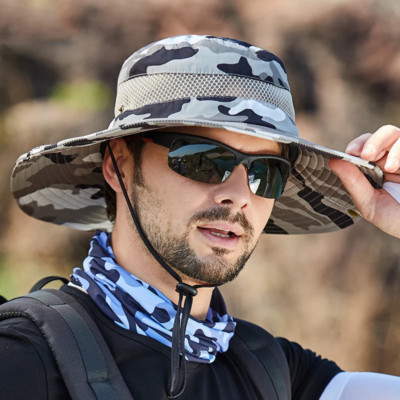 Bob de pêcheur avec cordon pour homme (camo de couleur)