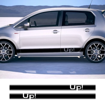 

For Volkswagen VW UP 2PCS Car Door Side Stripes Skirt Decals Graphics Stickers Auto Body Decor Wraps Vinyl Film Car Accessories