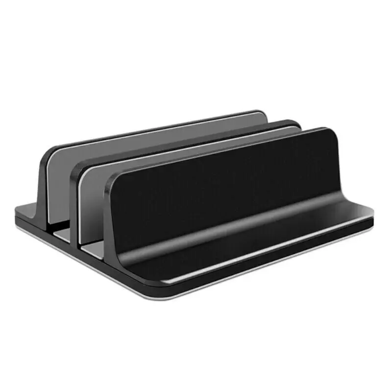 2 Slot stand Black Вертикальная подставка для ноутбука, Регулируемый алюминиевый сплав, двойной слот, держатель для ноутбука, подставка, 2 слота, 1 слот, книжная полка - Цвет: 2 Slot stand Black