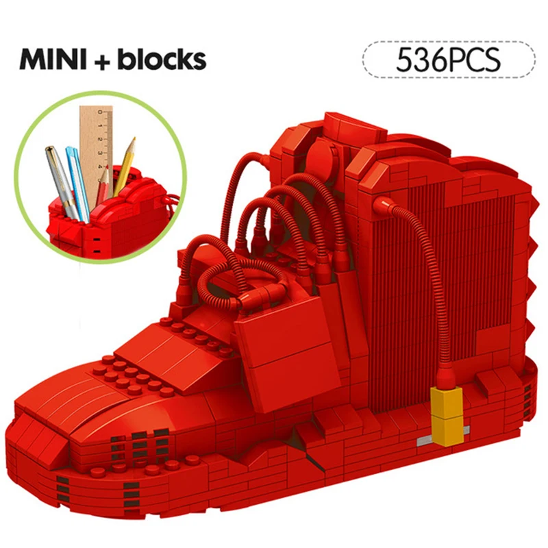 Mini Cute Sport Basketball Shoes Building Blocks Sneakers Model Pen Container Bricks Pencil-box Toys for Children Birthday Gift