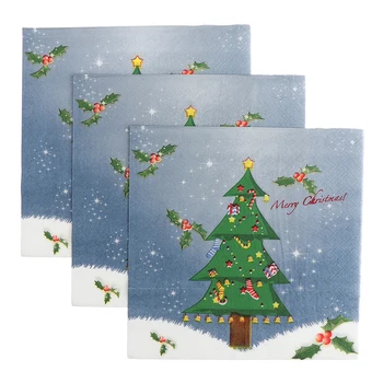 

20pcs/Set Christmas Tree Napkins Xmas Napkins For Home Party Decoration 33x33cm