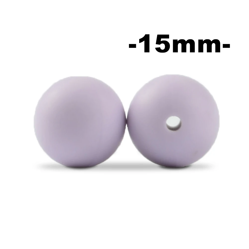 lavender fog LOFCA, 15 мм, 100 шт., силиконовые бусины для прорезывания зубов, Прорезыватель для зубов, ожерелье для кормления ребенка, соска, зажим для ухода за полостью рта, не содержит бисфенола, пищевой, цветной - Цвет: lavender fog