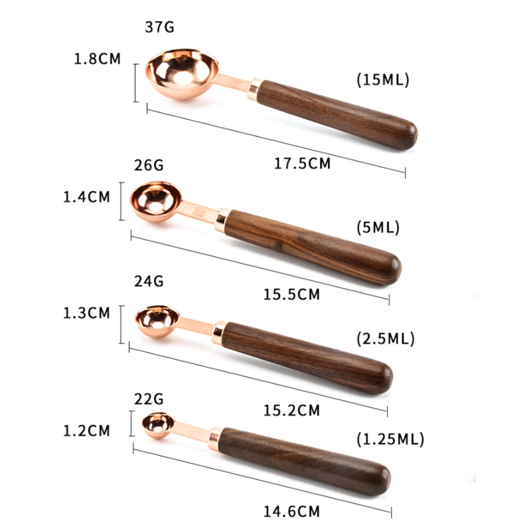 4 шт жидкие ингредиенты мерные ложки чашки рукоятка из ореха портативные барменные гаджеты