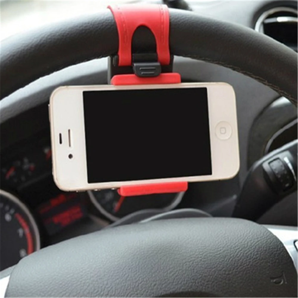 Автомобильный держатель для телефона, установленный на рулевом колесе, колыбель, смарт-держатель для мобильного телефона с зажимом, резиновый ремешок для samsung iPhone 5S 6 6s