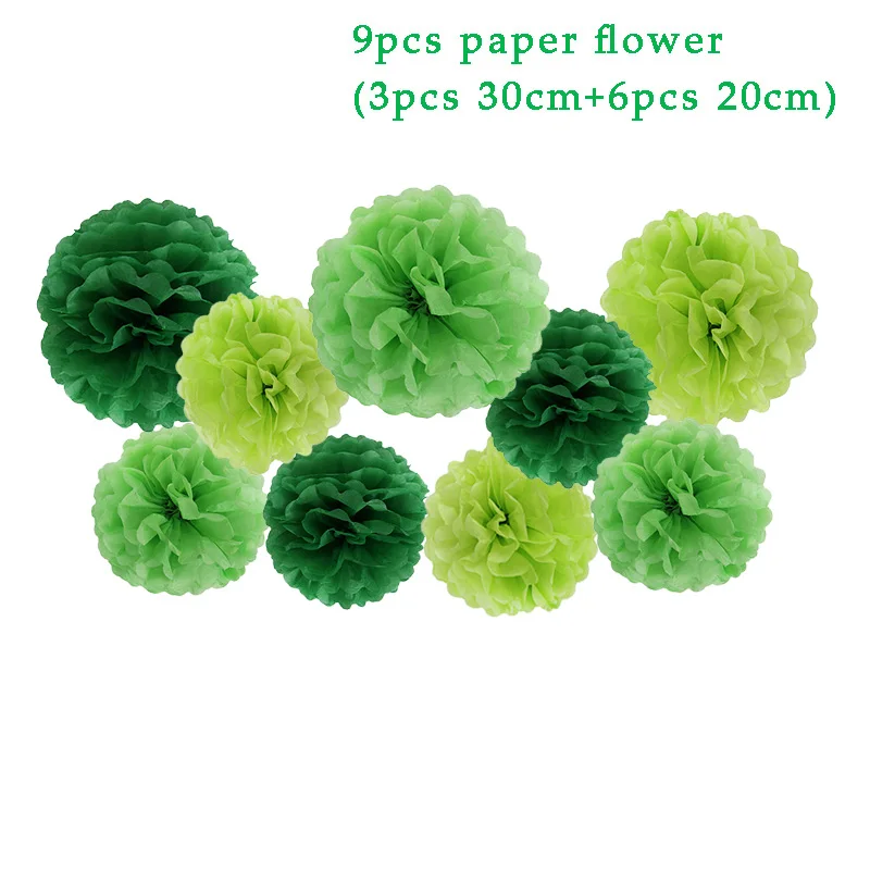 9pcs paper flower Джунгли вечерние воздушные шары из фольги в виде животного гирлянда овсянка скатерть бумажные стаканчики и тарелки первый ребенок мальчик дети день рождения украшения - Цвет: 9pcs paper flower