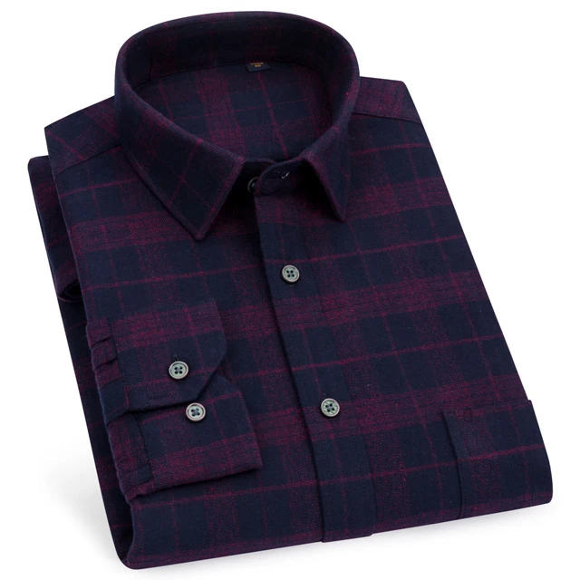 Мужская Стандартная рубашка в полоску с длинными рукавами и карманом, хлопок, Повседневная клетчатый рубашка на пуговицах - Цвет: 81567-88