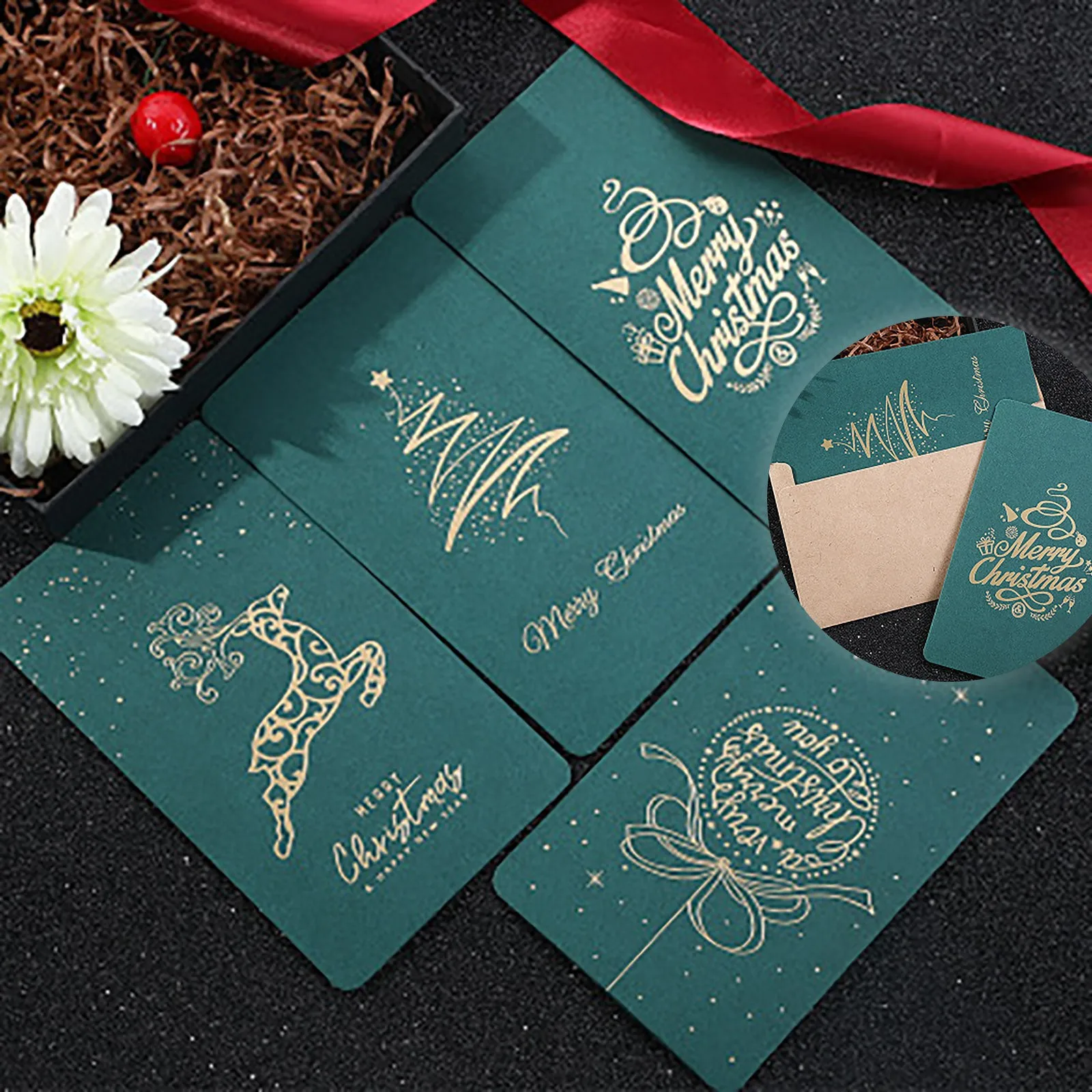 1PC Christmas Thank You Card DIY Creative Blessing Gift Message Universal With Envelope Decorations | Дом и сад