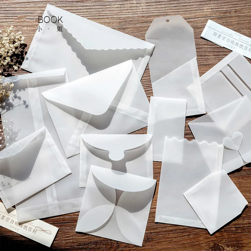 

Beautiful Transparent Sulfuric Acid Paper Envelope Sets Creative Designs DIY Multifunction Mini Envelope Sets
