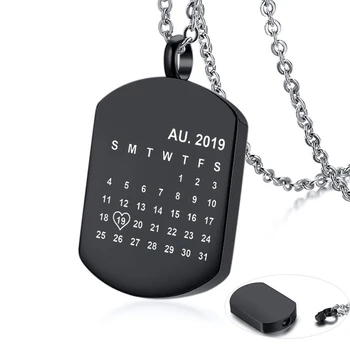 

Special Date Calendar Pendant Urn Necklace For Ashes For Men Women Personalized Cremation Jewelry