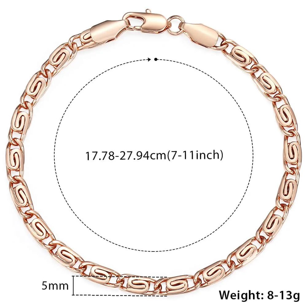Trendsmax модные 585 розовое золото женский браслет цепочка с улиткой 5 мм 18 см-25 см GB179A - Окраска металла: Rose Gold GB179
