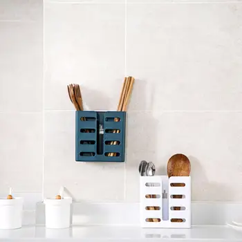 

Double Grid Chopsticks Rack Kitchen Wall-Mounted Chopsticks Basket Tableware Drain Rack Spoon Bucket Storage Box