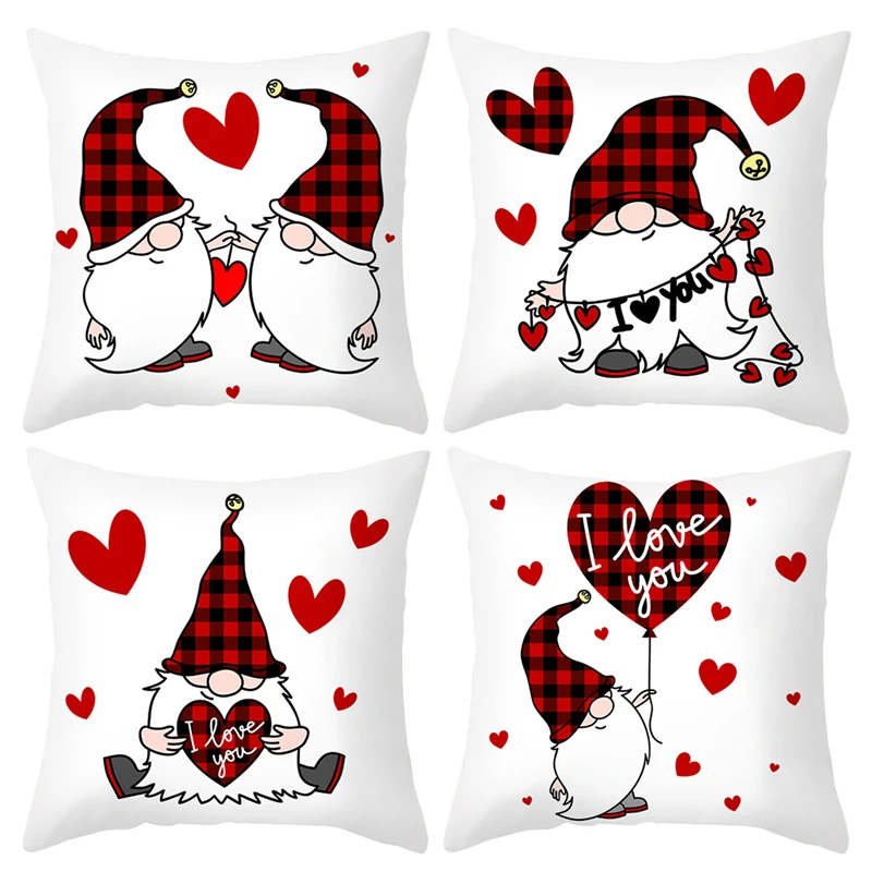 

45x45cm Faceless Gnomes Cushion Cover Decorative For Sofa Wedding Party Supplies Kiss I Love You Romantic Valentine's Day Gifts