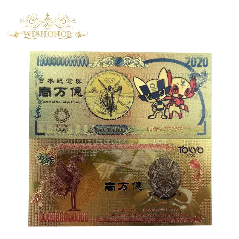 1 шт. дизайн цветные японские банкноты 10000 Йен банкноты в 99.9% Позолоченные поддельные бумажные деньги для сбора - Цвет: 4