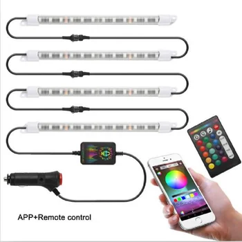 

RGB 1 with 4 LED Phone App Music Control Atmospher Lights Smart Remote Control Decorative Lights Car Foot lights Cold light