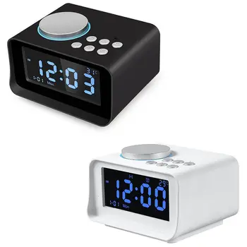 

Us Plug Portable Bluetooth Speaker With Alarm Clock Temperature Time Bluetooth Stereo Sound Speaker Digital Support Tf Card Aux