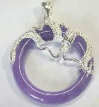 

fancy purple circle Natural jade dragon pendant