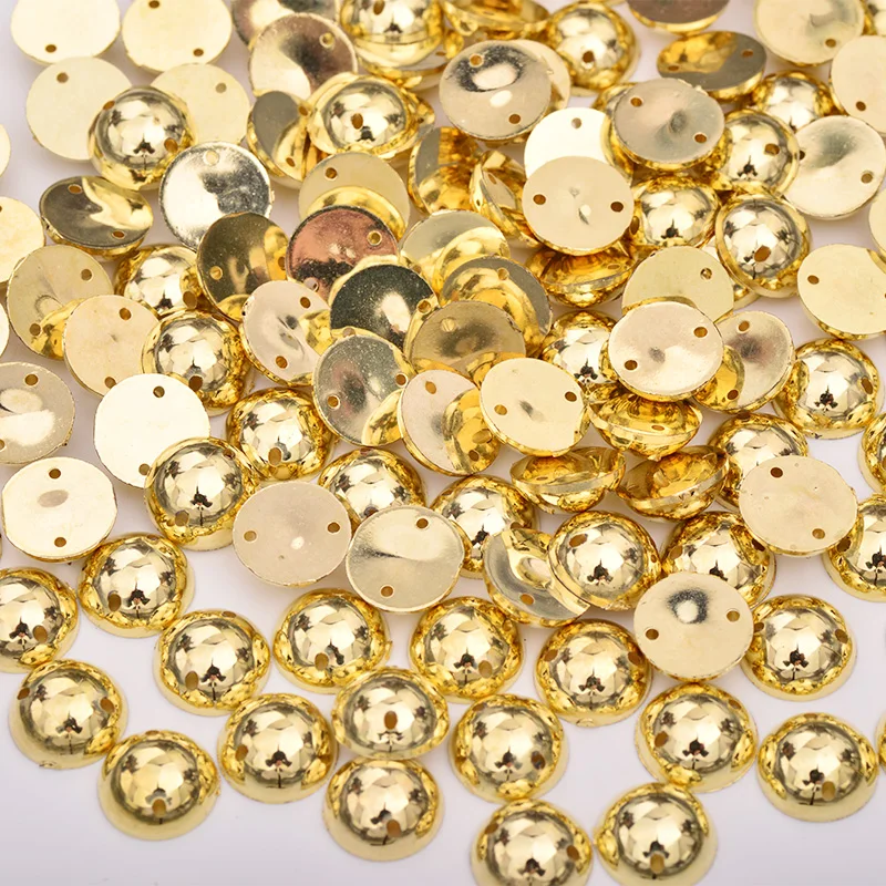 JUNAO 500 шт 10 мм золотые Пришивные половинки бусины стразы аппликация Flatback Акриловые стразы хрустальные Пришивные бусины для одежды