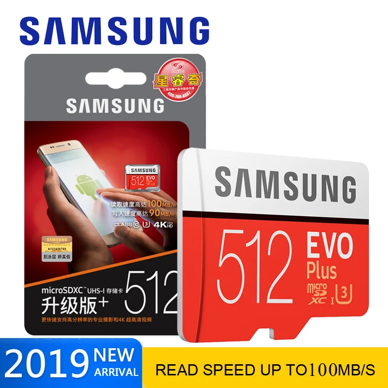 Карта памяти Samsung micro sd 512GB EVO Plus класс 10 водонепроницаемый TF 256GB micro sd Memoria sim-карта для смартфонов камера