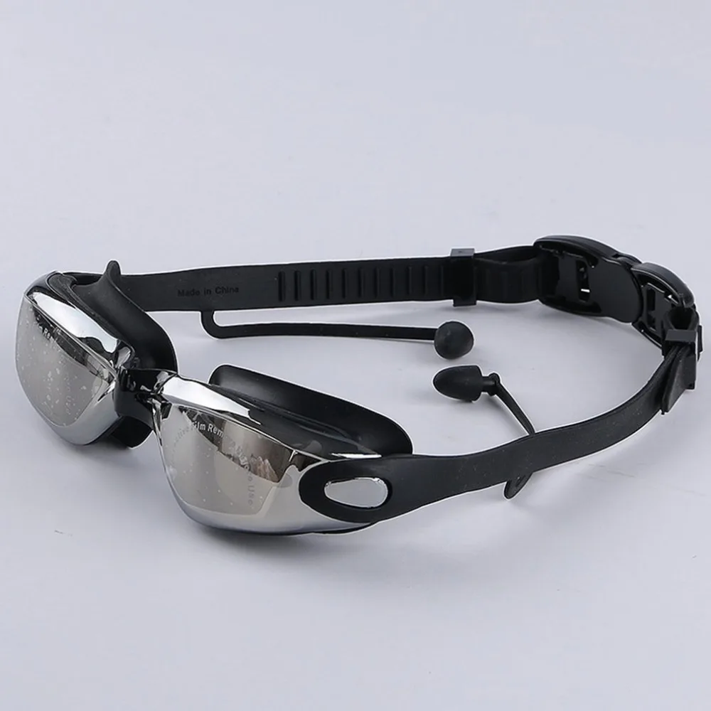 Silicone Swimming Goggles Waterproof Myopic Swimming Glasses Conjoined Earplug Anti Fog Swimming Mirror