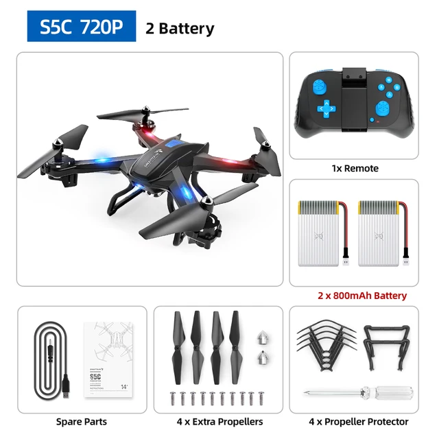 SNAPTAIN S5C Camera drone WiFi FPV 1080P HD Camera Professional Quadcopter Voice control Gravity Sensor RTF Gift For Kids toy S5C 720P 2 battery