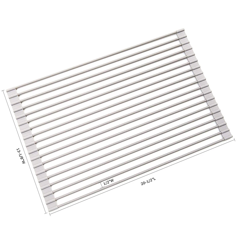 2-Piece Sink Multi-Function Roll-Up Dish Drying Rack Folding Drain Rack
