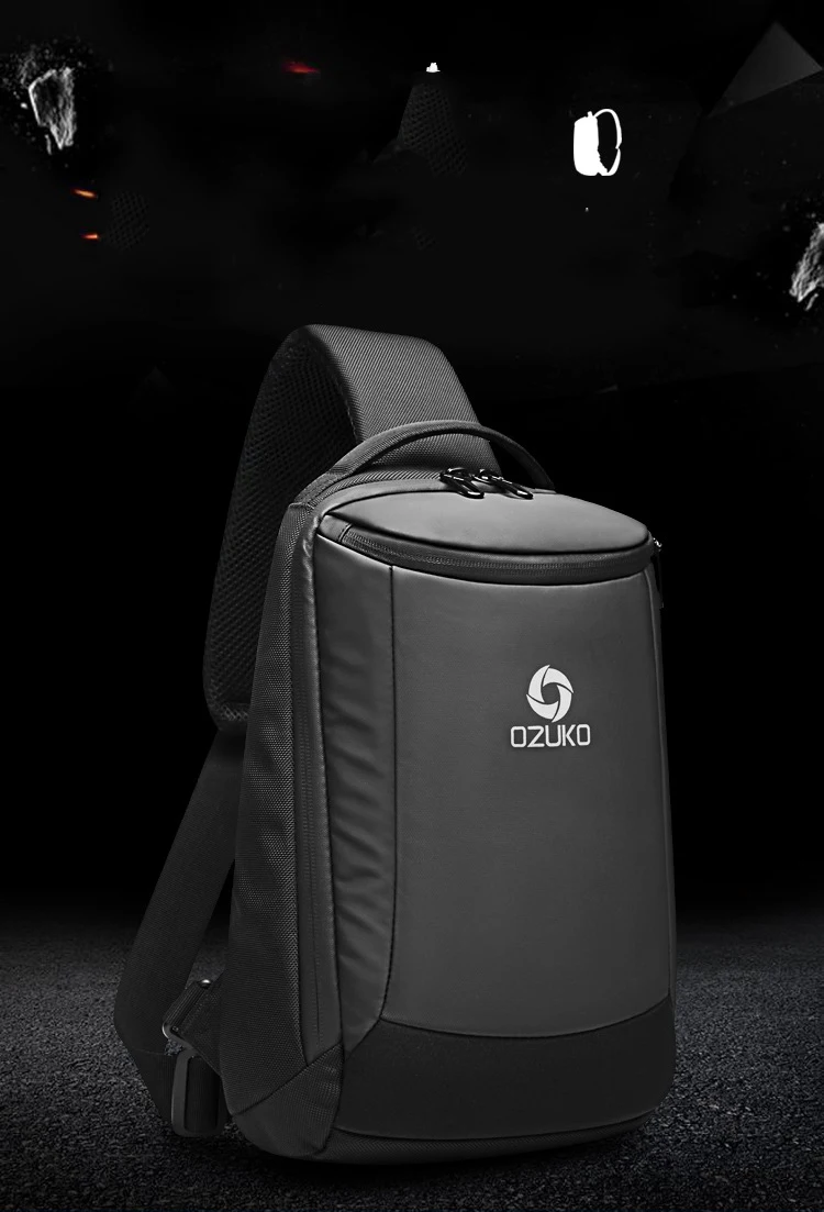 New Men's Chest Bags Anti-thief USB Charging Shoulder Crossbody Bag Casual Travel Large Capacity Water Resistant Chest Pack