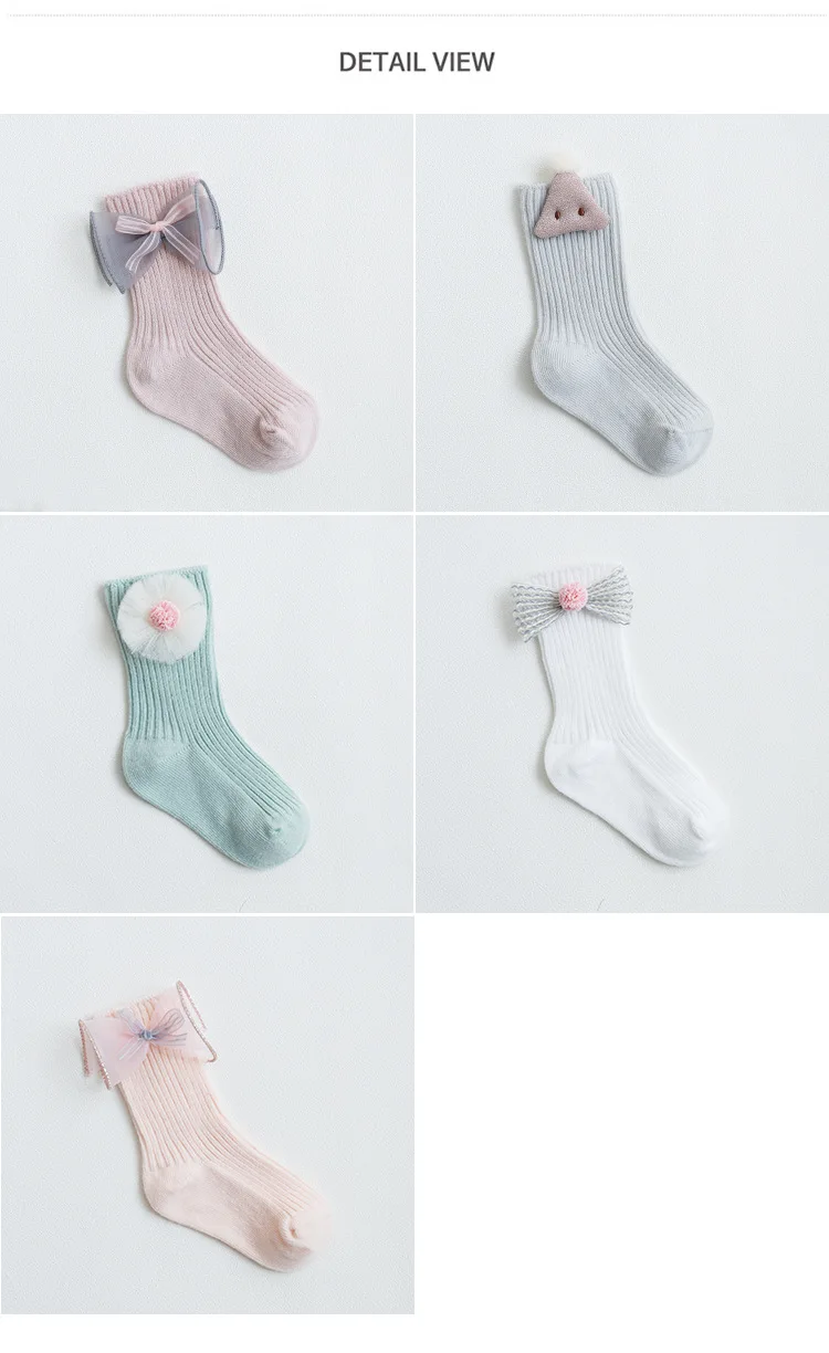 Осенние носки для девочек из хлопка милые эластичные кружевные носки с бантиком для маленьких девочек мягкие носки принцессы для малышей от 0 до 5 лет