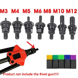 Mandrin et pointe de Rivet métrique M3 M4 M5 M6 M8 M10 M12, pièce de rechange, 7 pièces 