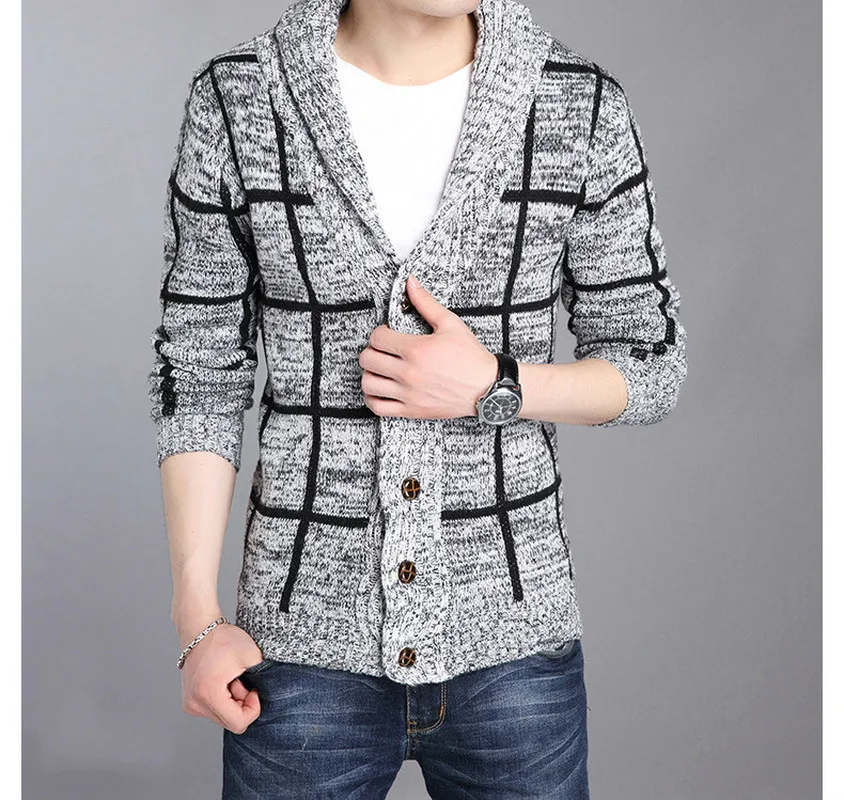 ZOGAA Winter Men Sweater Coat Striped Single-breasted Jacket Christmas Casual Turn-down Collar Knitting Male Cardigan Sweaters ZOGAA Winter Men Sweater Coat Striped Single-breasted Jacket Christmas Casual Turn-down Collar Knitting Male Cardigan Sweaters