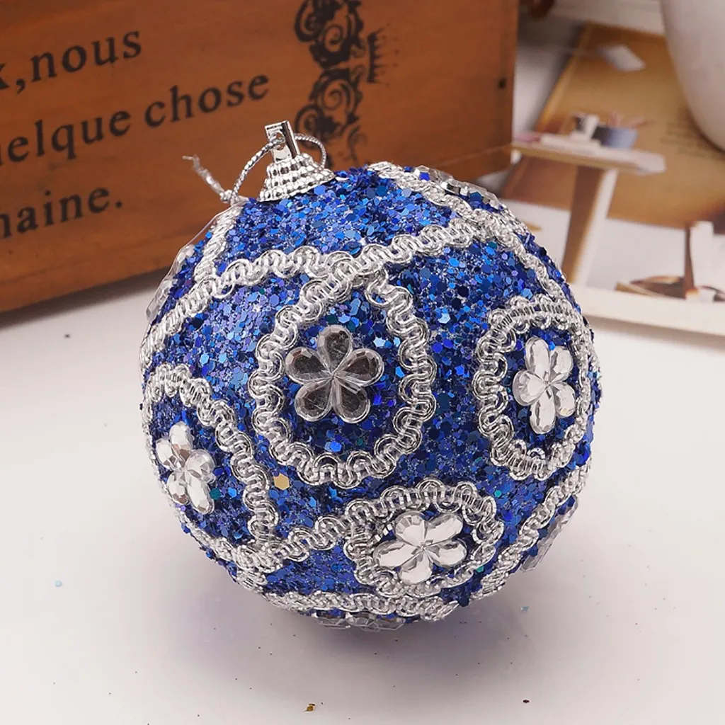 Dark Blue 8 см Merry Christmas Стразы блестящие шары шар орнамент с рождественской елкой украшение для дома елка висячая - Цвет: Dark Blue