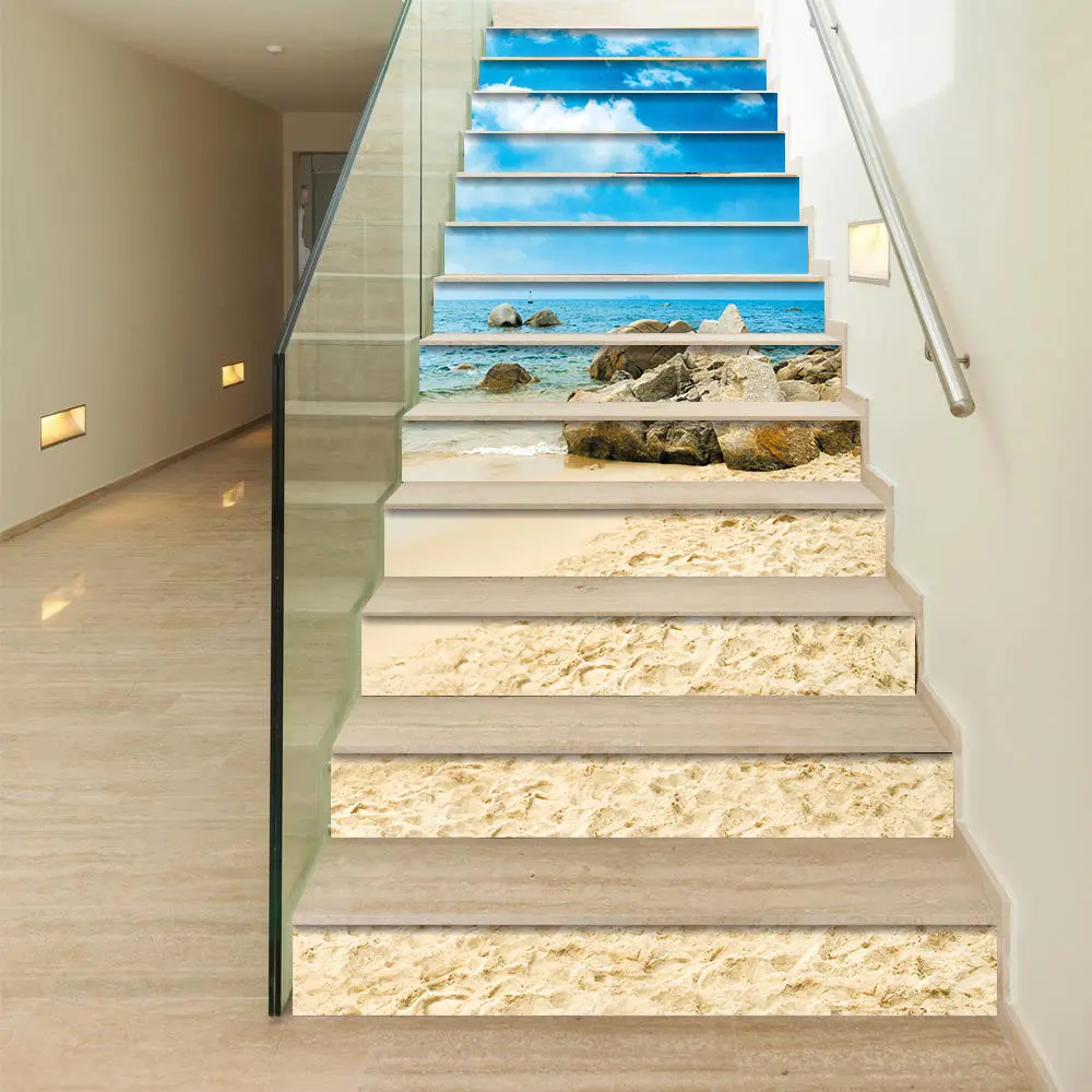 13 шт./компл. DIY 3D наклейки на ступеньки Пол шаг наклейка для лестницы плакат ПВХ водонепроницаемый самоклеющиеся настенные наклейки лестница стикер s