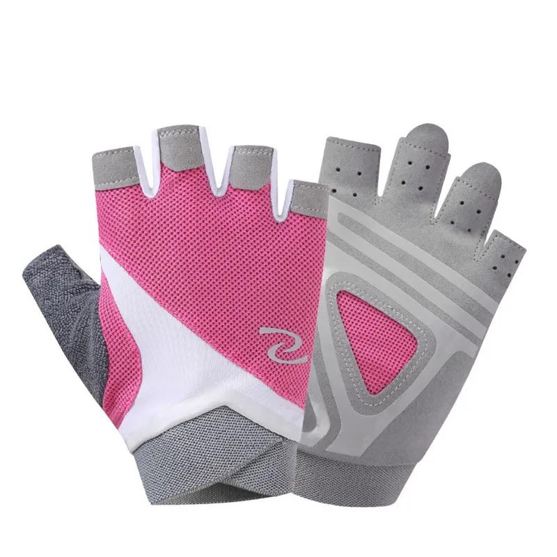WQYYHO профессиональные Нескользящие велосипедные перчатки с полупальцами для езды в тренажерном зале для тяжелой атлетики, бодибилдинга, тренировочные дышащие Нескользящие перчатки - Цвет: Розовый