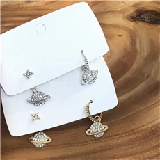 AOMU Korean Vintage Green Crystal Zircon Leaf Pearl Round Charm Hollow Metal Lace Flower Square Stud Earrings For Women Party