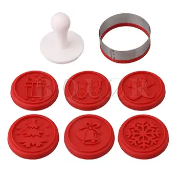 

BQLZR 6pcs Silicone Christmas Cookie Stamps Premium Cookies Embossing Mold Red