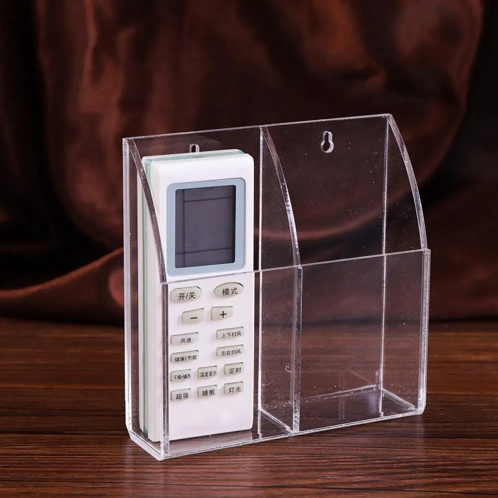 Case Acrylic Remote Control Holder Office Air Conditioner Makeup Brush Home Space Saving Transparent Wall Mounted Storage Box 4 2