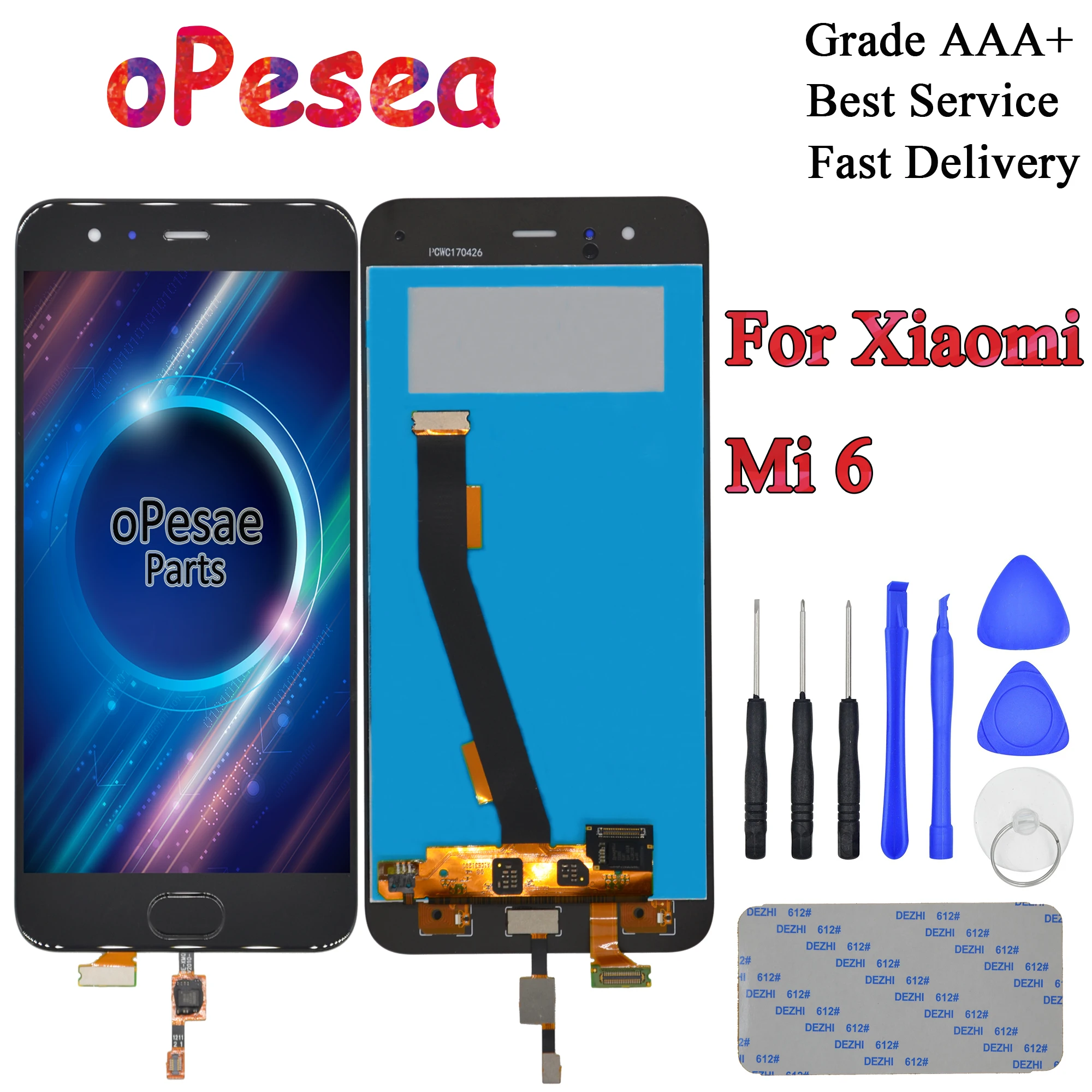 phone screen 5.15'' For XIAOMI Mi 6 LCD Display Panel Touch Screen Digitizer Assembly fingerprint Sensor for Mi6 lcd | Мобильные