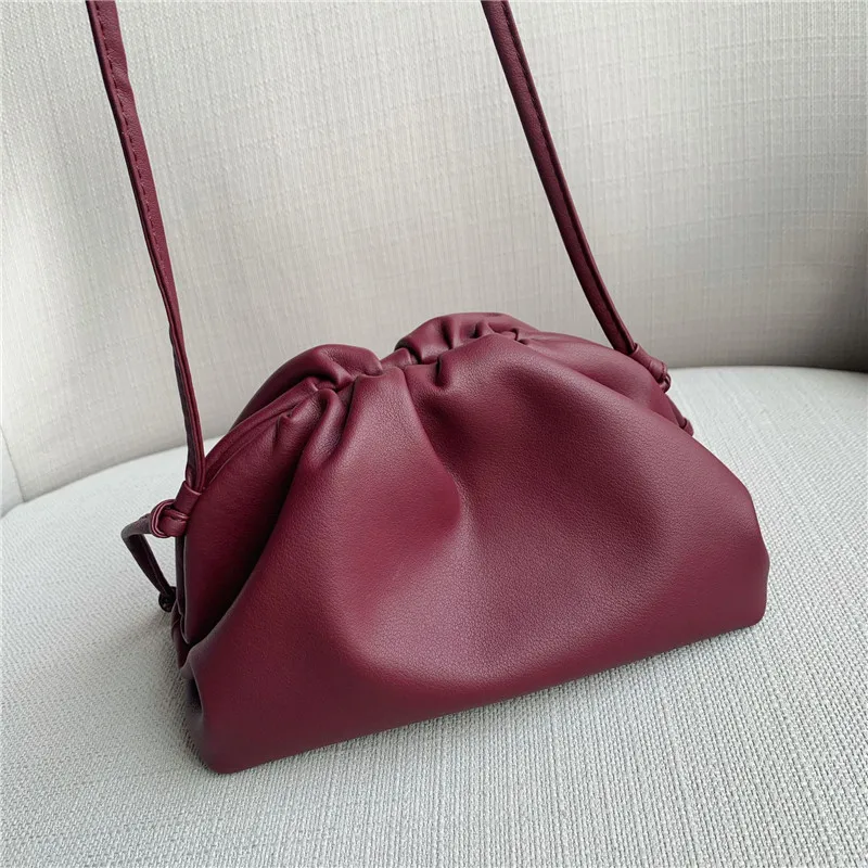 Wine Red Новое поступление, модная женская сумка, верхний слой, натуральная коровья кожа, высокое качество, мягкая кожа, облачный дизайн, сумка через плечо - Цвет: Wine Red