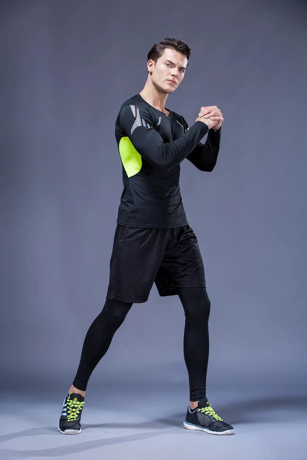 Men's Tight Sportswear Suits Running Sport Sets Jogging Compression Sports  Clothing Training Pants Fitness Jacket Workout Shorts