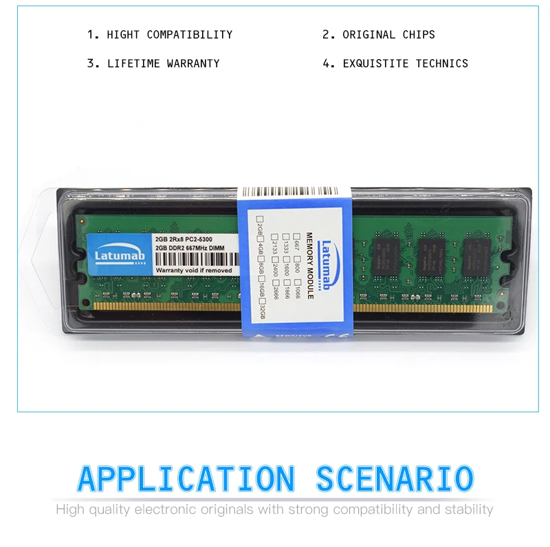 Latumab 2 ГБ 4 ГБ DDR2 667 МГц PC2 5300 настольная Память DIMM Память RAM 240 шпильки 1,8 в Настольный ПК модуль памяти ram