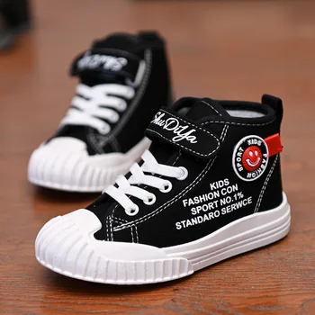 

Kids Shoes Classic Black Boys High Top Canvas Shoes Girls Casual Shoes For Student Sports Non-slip Breathable Running Sneakers